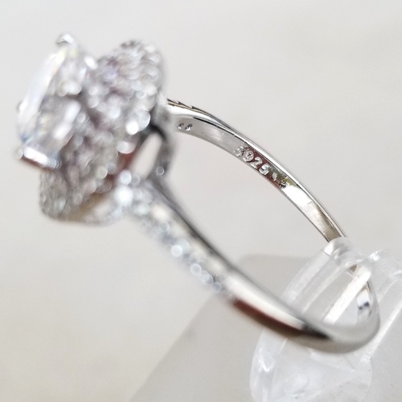 Sterling Pink Halo 1ct Solitaire - Picture 7 of 9